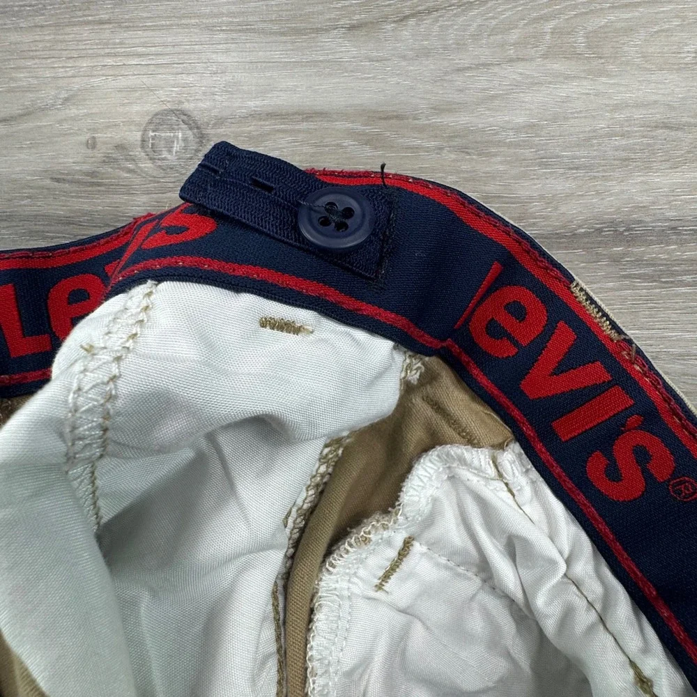 Levis Boys Khaki Cargo Shorts Size 4/5 Tan Cotton Stretch Adjustable‎ Waist